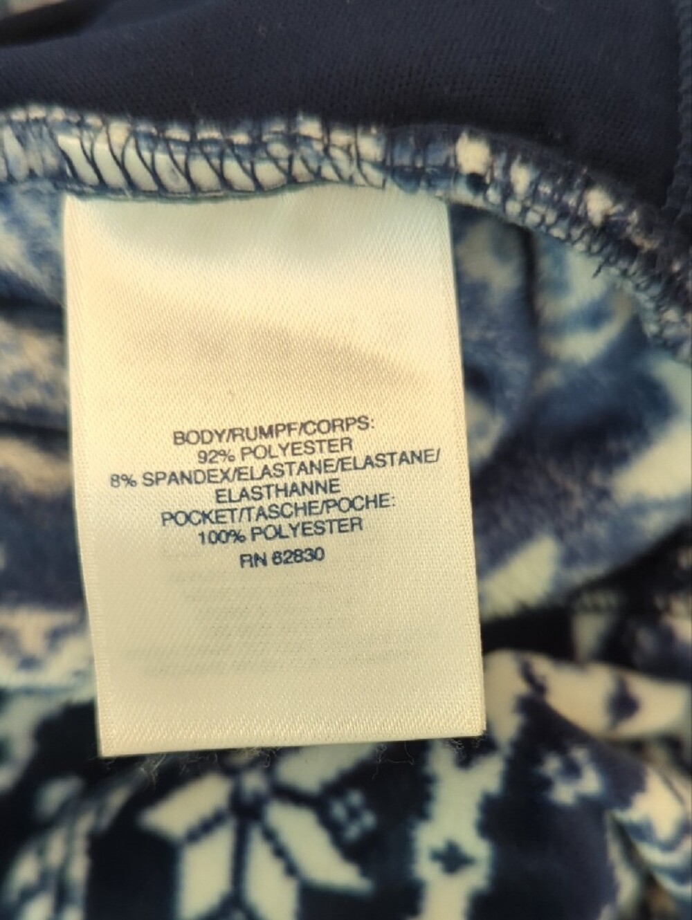 Women'sLands' End Navy and White Fair Isle Snowflake Hoodie Soft And Fuzzy - Picture 7 of 7